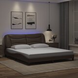 Furnova Posteljni okvir z LED lučkami rjav 180x200 cm umetno usnje, (21936308) Cene