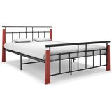 Kovina Posteljni okvir kovina in trdna hrastovina 140x200 cm Cene