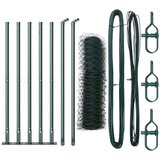 vidaXL Šestkotna ograja Zelena 0.4x10 m Jeklo, Ograjne stebričke s osnovnimi ploščami 7 kos Ø32mm 50cm Galvanizirano jeklo | Shoptok.si