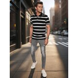 DStreet Koszulka męska polo w paski czarna | Shoptok.si
