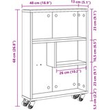  Uska kolica za pohranu boja hrasta 48x13x68cm konstruirano drvo | shoptok.hr