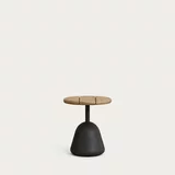 Kave Home Črna/v naravni barvi okrogla mizica z mizno ploščo iz akacije ø 43 cm Saura –