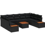 vidaXL set vrtnog kauča od 10 dijelova s jastučićima crni poli ratan akacija | shoptok.hr