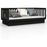  Dnevna postelja črna 100x200 cm trdna borovina, (20724857) | Shoptok.si