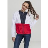 UC Ladies Women's 3-Tone Oversize Windbreaker Dark Blue/White/Fiery Red Cene