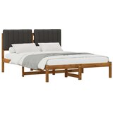  Krevetni okvir s tapiciranim uzglavljem Prirodna i tamnosiva - Prirodna i tamnosiva 140 x 190 cm | shoptok.hr