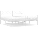  The Living Store Kovinski posteljni okvir z vzglavjem in vznožjem bel 200x200 cm - Kovinski Posteljni Okvir, (21502840) | Shoptok.si