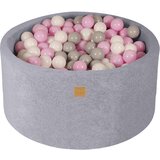MeowBaby Bazen z žogicami, 90x40 cm s 300 žogicami, žamet, svetlo siva: bela/siva/pastelno roza, (21295070) | Shoptok.si