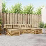  Setovi sofa s jastukom 6 pcs Bijela i bež Čvrsto drvo akacije | Eponuda.com
