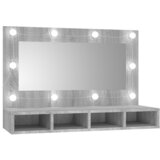 vidaXL Omarica z ogledalom in LED lučkami siva sonoma 90x31,5x62 cm, (20716825) Cene
