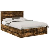  Krevetna konstrukcija s ladicama Dimljeni hrast 140 x 200 cm | shoptok.hr