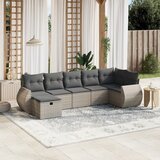 Maison Chic Seti vrtnega pohištva - Vrtna garnitura - Vrtni pohištvo set 7-delna z blazinami siv poli ratan, (21803069) | Shoptok.si