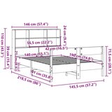 vidaXL Knjižna postelja brez ležišča bela 140x190 cm trdna borovina | Shoptok.si