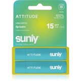 Attitude Sunly Lip Balm balzam za usne bez parfema 2x4.25 g | shoptok.hr