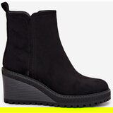 Boto Insulated Ankle Boots On Wedge Made Of Eco Suede Black Mavona | Eponuda.ba