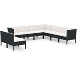  9-dijelna vrtna garnitura od poliratana s jastucima crna | shoptok.hr