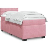 vidaXL Box spring postelja z vzmetnico roza 100x200 cm žamet | Shoptok.si