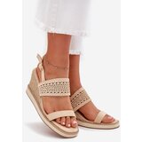 Boto Ladies Perforated Wedge Sandals With Braiding Beige Zolira | shoptok.hr