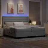  LED Box Spring Krevet Svijetlo siva 200 x 200 cm tkanina | shoptok.hr