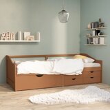 vidaXL Trosed z ležiščem in predali medeno rjava borovina 90x200 cm Cene