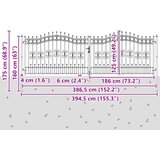  Vrata za ogradu KAMPEN s kopljem na vrhu crna 394,5 x 125 cm čelična | shoptok.hr
