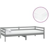  Dnevni ležaj s madracem 90 x 200 cm sivi od masivne borovine | shoptok.hr