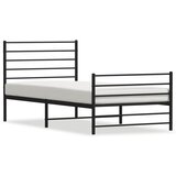 Maison Chic Kovinski Posteljni okvir - Enojna postelja - Postelja za odrasle z vzglavjem in vznožjem črn 80x200 cm, (21697285) | Shoptok.si