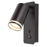 Zidno spot svetlo sa USB punjačem 1xGU10/35W/230V crno | Eponuda.com