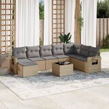 Maison Chic Seti vrtnega pohištva - Vrtna garnitura 9-delna z blazinami bež poli ratan, (21797117) | Shoptok.si