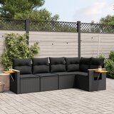 Maison Chic Seti vrtnega pohištva - Vrtna garnitura - Vrtni pohištvo set 5-delna z blazinami črn poli ratan, (21815318) | Shoptok.si