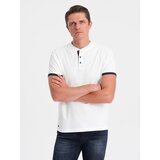 Ombre Men's collarless polo shirt - white Cijene