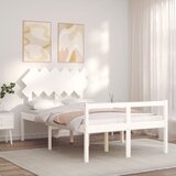 Krevet za starije s uzglavljem bijeli 120x200 cm masivnog drva | shoptok.hr