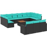  14-dijelni set vrtnih sofa s jastucima poliratan crni | shoptok.hr