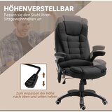  Uredska stolica s masažom i grijanjem ergonomska izgled lana crna | shoptok.hr
