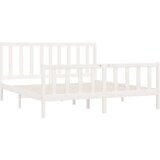  Posteljni okvir bel iz trdnega lesa 200x200 cm, (20685158) | Shoptok.si