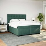 vidaXL Box spring postelja z vzmetnico temno zelena 200x200 cm žamet | Shoptok.si
