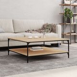 vidaXL Klubska mizica sonoma hrast 100x100x40 cm inženirski les | Shoptok.si