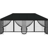 Paviljon s bočnim stranama 6 x 3 m Crna Poliester i čelik 190 | shoptok.hr