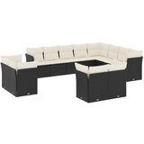  12-dijelni set vrtnih sofa od poliratana s jastucima crni | shoptok.hr