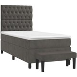 Box spring postelja z vzmetnico temno siv 90x190 cm žamet, (20846684) | Shoptok.si
