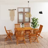 The Living Store Vrtna jedilna garnitura 7-delna trdna tikovina - Vrtna Jedilna Garnitura, (21476236) | Shoptok.si