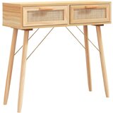 Maison Chic konzolna miza - miza ob steni Rjavo 80x30x75cm borovina in naravni ratan, (21785940) Cene