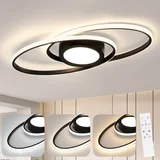 LED stropna svetilka črna 3000K-6500K zatemnljiva 48W otroška soba dnevna soba z daljinskim upravljalnikom moderna za spalnico kuhinja balkon, (22111303)
