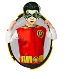 justice league - premium kostum robin z masko iz papirja, 95-125 cm