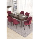 Hanah home Eva - Baroque, Burgundy BaroqueBurgundy Extendable Dining Table & Chairs Set (7 Pieces) | ePonuda.com