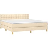  Krevet s oprugama i madracem krem 160x200 cm od tkanine | shoptok.hr