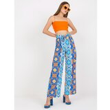 Fashion Hunters Blue wide trousers with a pattern in the fabric Cene