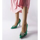 Gemre Green satin-finish stilettos with a bow Mia | Eponuda.ba