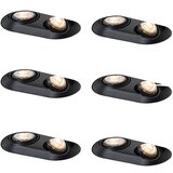 QAZQA Komplet 6 okroglih vgradnih reflektorjev črne barve GU10 50mm 2-luči - Hubs | Shoptok.si