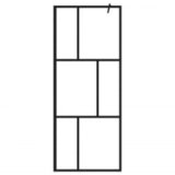Pregrada za tuš s policom crna 90x195 cm staklo ESG i aluminij | shoptok.hr